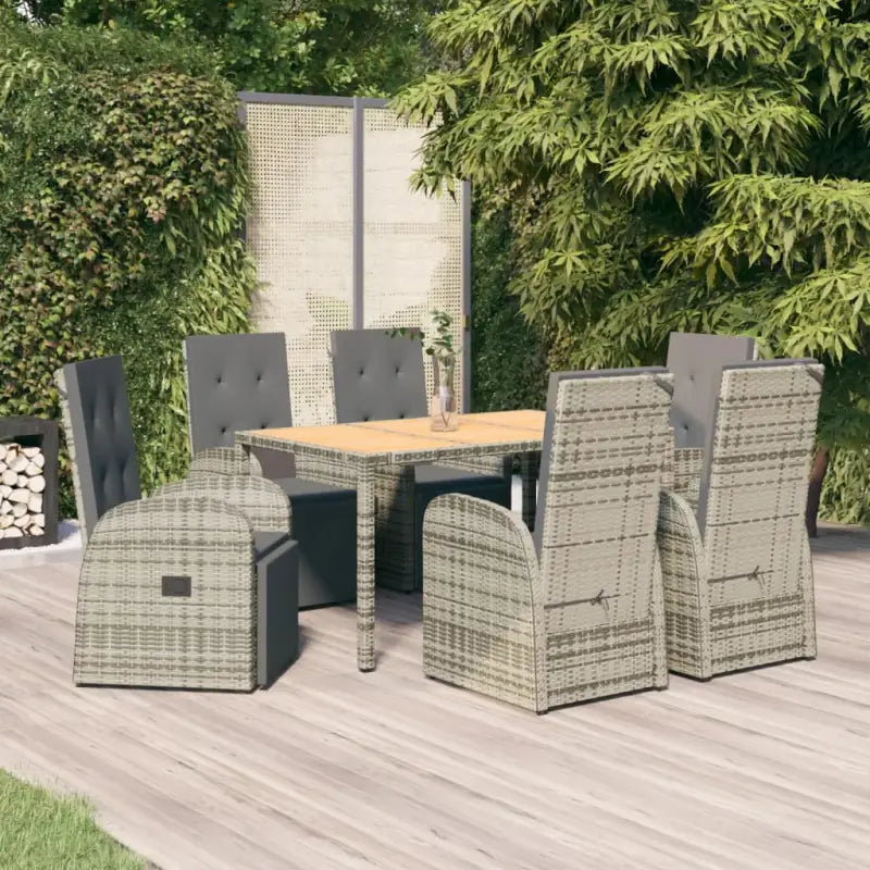 Moderne tuinset van poly rattan voor dining en ontspanning - 150 cm tafellengte / 1 / 4x stoel + 2x Fauteuil + Tafel