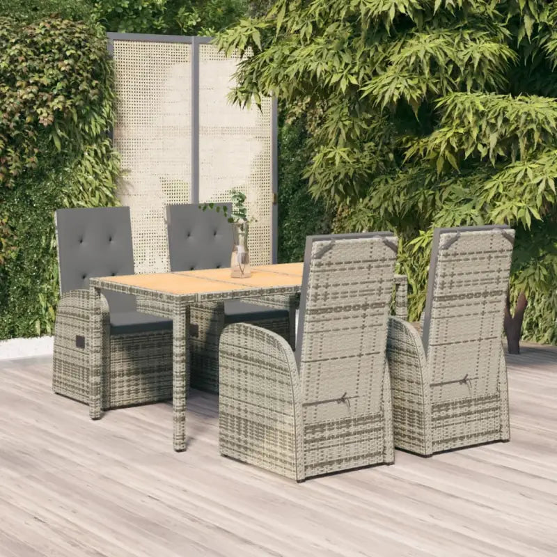 Moderne tuinset van poly rattan voor dining en ontspanning - 150 cm tafellengte / 1 / 4x stoel + tafel - Tuinsets