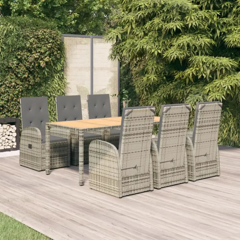 Moderne tuinset van poly rattan voor dining en ontspanning - 190 cm tafellengte / 1 / 6x stoel + tafel - Tuinsets