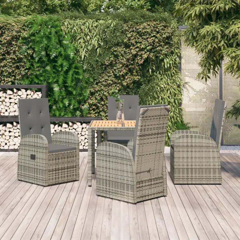 Moderne tuinset van poly rattan voor dining en ontspanning - 90 cm tafellengte / 1 / 4x stoel + tafel - Tuinsets