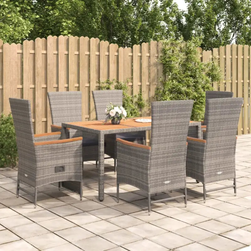 Moderne Tuinset van Poly Rattan voor Eten en Relaxen - 150 cm tafellengte / 1 / 4x stoel + 2x Fauteuil + Tafel