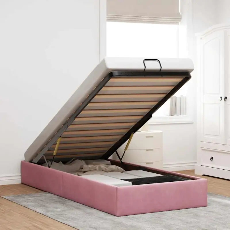 Moderne voetenbankje met opbergfunctie en geschikt voor boxspring nodig - Roze / 90 x 200 cm - Bedden & bedframes