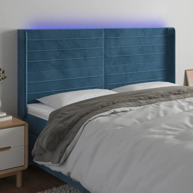 Moderno LED Hoofdbord en Voetbord voor Elke Slaapkamer - Donkerblauw / 163 x 16 x 118/128 cm / 1 - Hoofdborden