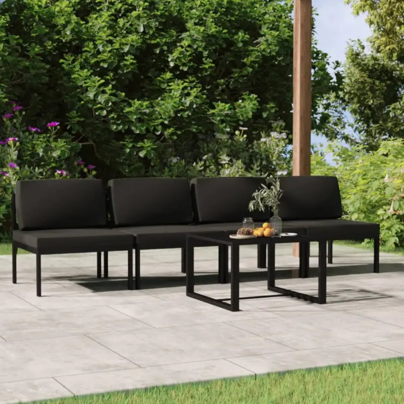 Modulair ontwerp loungeset voor stijl en comfort in de tuin - 4x midden + Tafel - Tuinsets