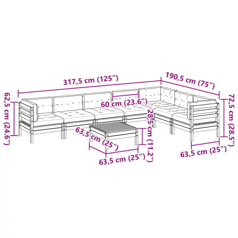 Modulair tuinset van massief grenenhout voor een comfortabele zitervaring - Tuinsets