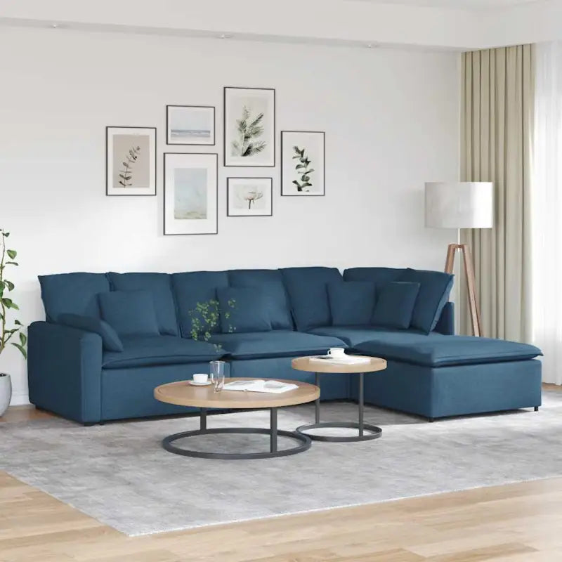 Modulaire bank met elegante afmetingen en comfortabele zitting - Blauw - Bankelementen