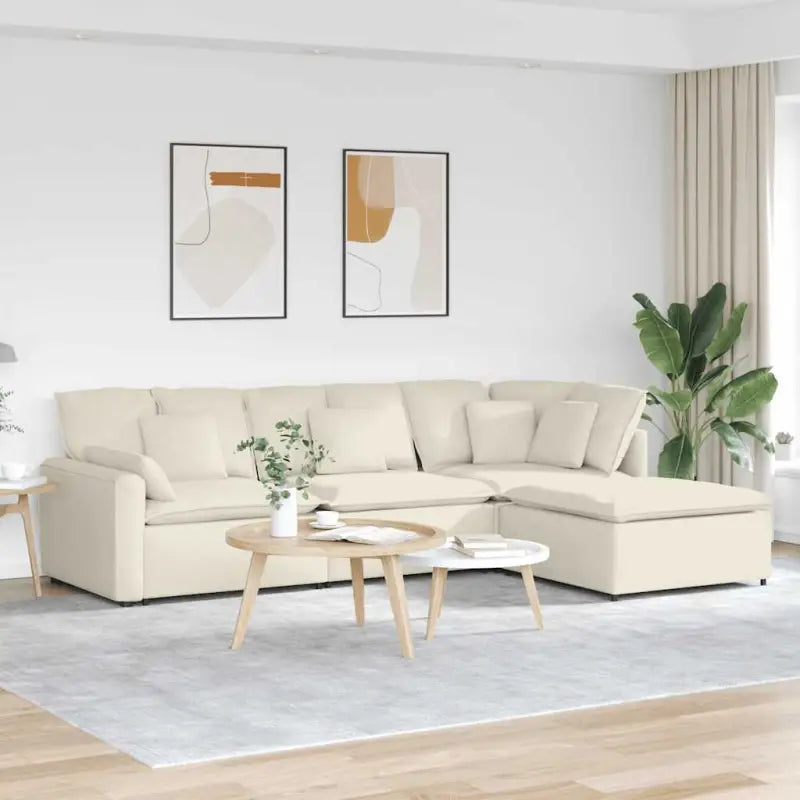 Modulaire bank met elegante design en verstelbare totale afmetingen - Crème - Bankelementen