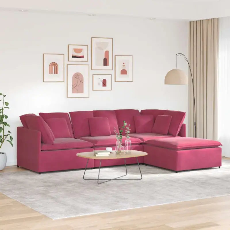 Modulaire bank met elegante vormgeving en perfecte afmetingen voor je leefruimte - Wijnrood - Banken