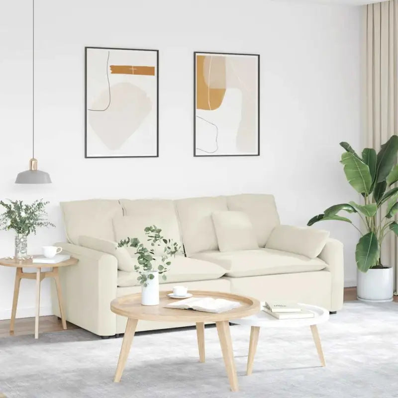 Modulaire bank met groot kussen en perfecte totale afmetingen - Crème - Bankelementen