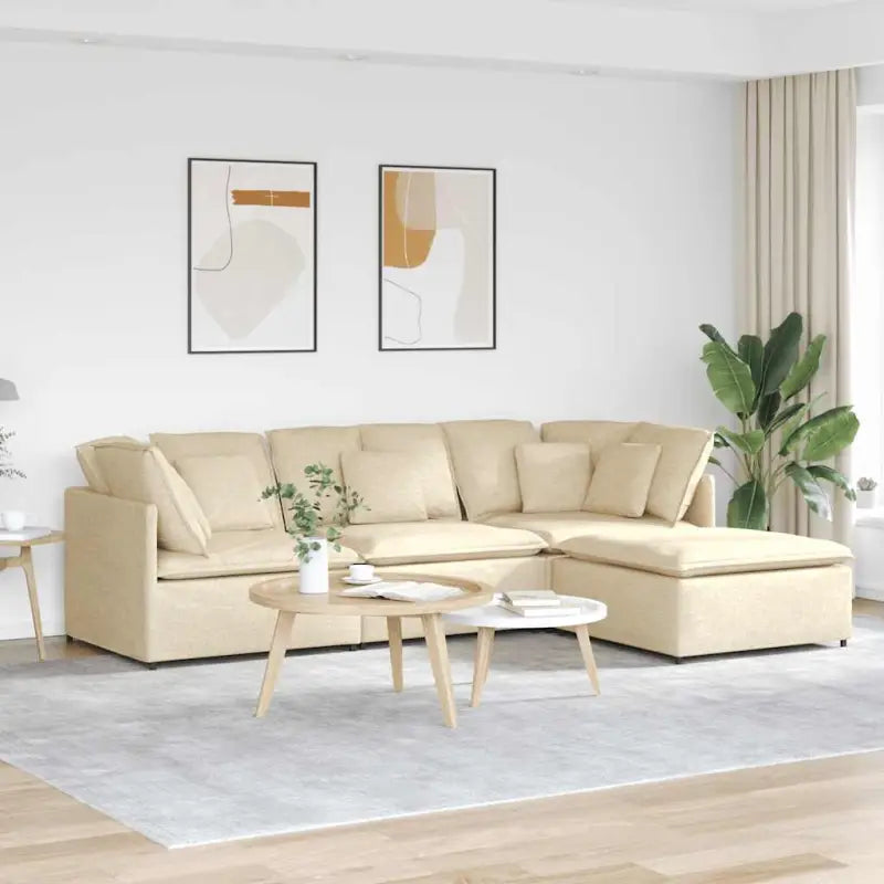 Modulaire bank met verstelbare afmetingen en elegant design voor je woonkamer - Crème - Banken