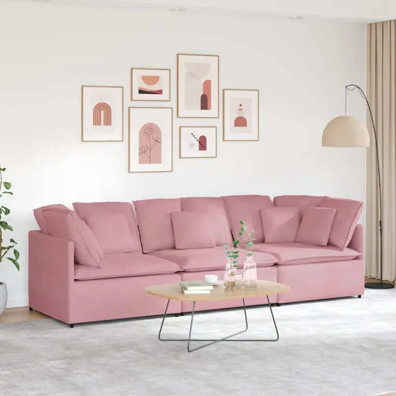 Modulaire bank voor dagelijks gebruik met elegante design en totale afmetingen - Roze - Banken