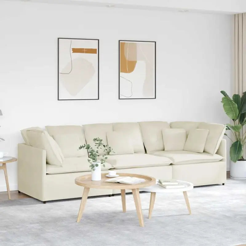 Modulaire bank voor dagelijks gebruik met elegante design en totale afmetingen - Crème - Banken