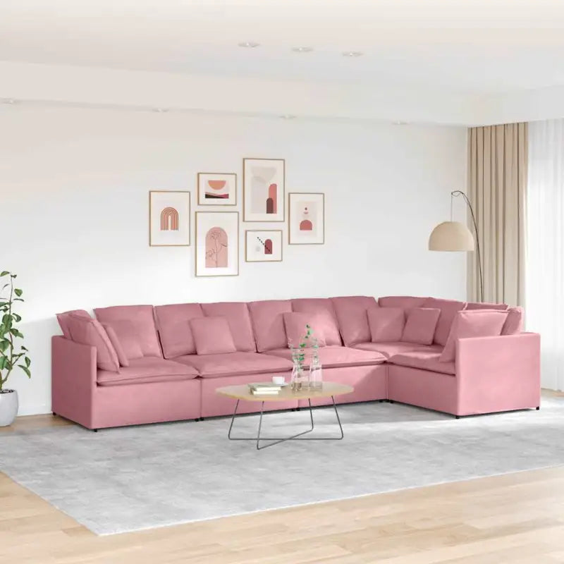 Modulaire bank voor dagelijks gebruik met elegante looks en perfecte totale afmetingen - Roze - Banken