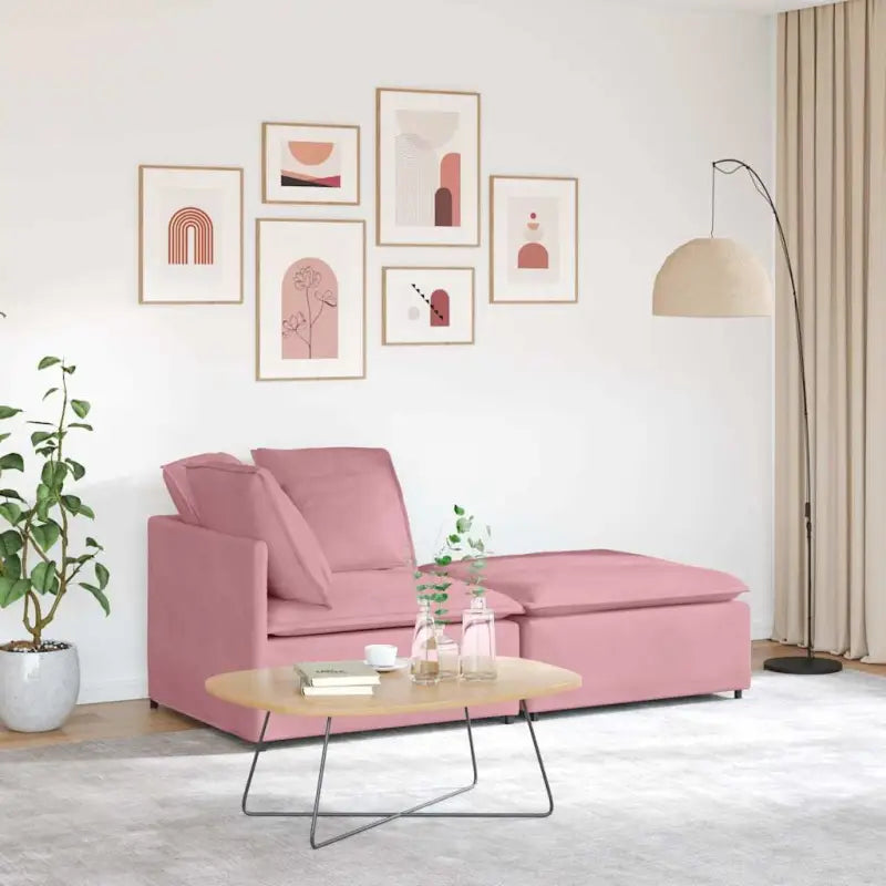 Modulaire bank voor dagelijks gebruik met elegante vormgeving en totale afmetingen - Roze - Bankelementen