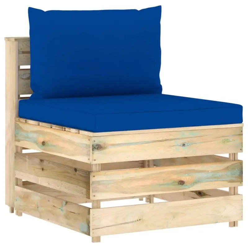 Modulaire houten tuinbank voor ontspannen en samen genieten - Blauw en bruin / 1 / Middenbank - Modulaire tuinbanken