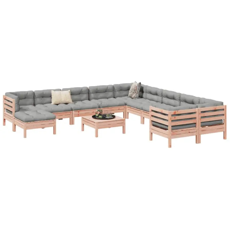 Modulaire loungeset in massief grenenhout voor een comfortabele zitervaring - Natuurlijk douglashout - Tuinsets