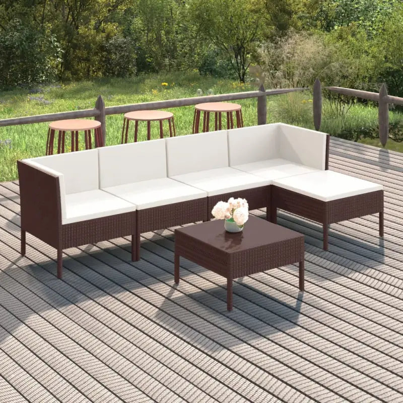 Modulaire loungeset met voetensteun en tafel voor ultiem tuincomfort - 2x hoek + 2x midden + voetensteun + Tafel