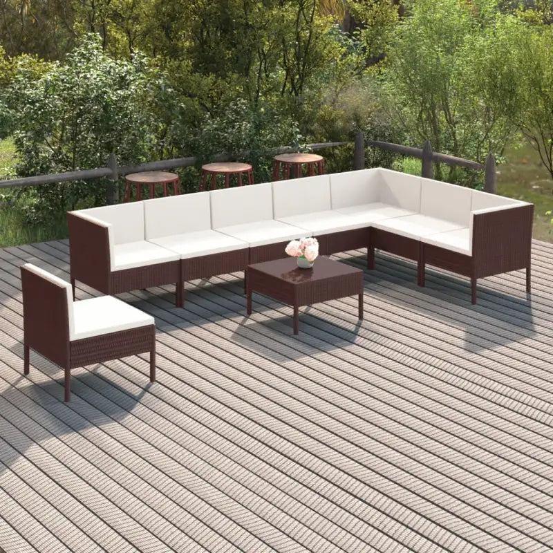 Modulaire loungeset met voetensteun en tafel voor ultiem tuincomfort - 3x hoek + 5x midden + Tafel - Tuinsets