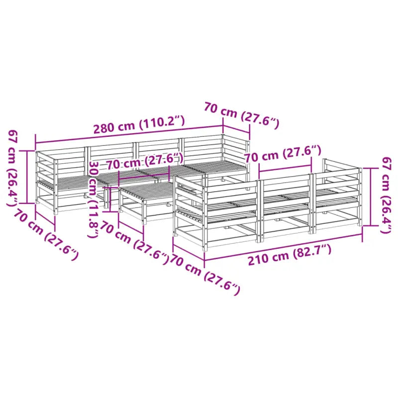 Modulaire loungeset van massief grenenhout voor tuin en terras - Tuinsets