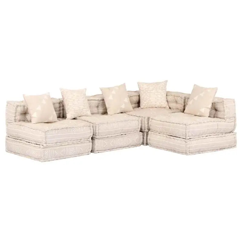 Modulaire poef met patchwork ontwerp voor exotische interieurstijl - Beige / 1 / Vierzitshoekbank met rugleuning