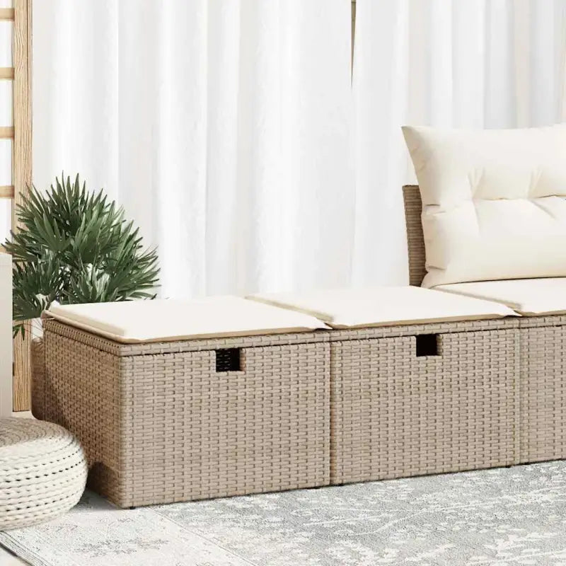 Modulaire poly rattan loungeset met waterdichte tas voor elk terras - beige en crèmekleurig - Tuinsets