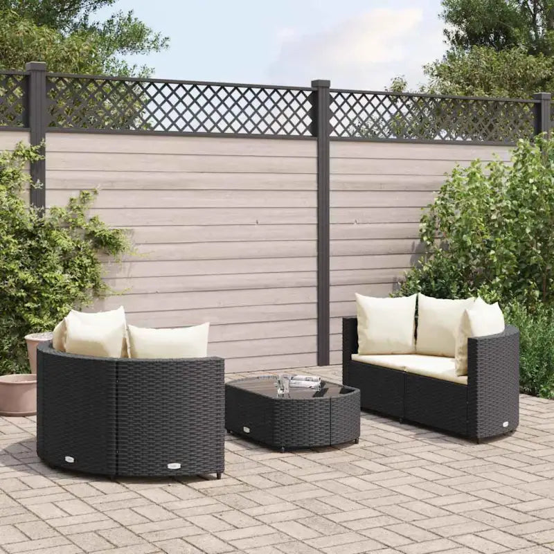 Modulaire poly rattan loungeset voor gemakkelijk schoon en buiten genieten - Zwart en crème - Tuinsets
