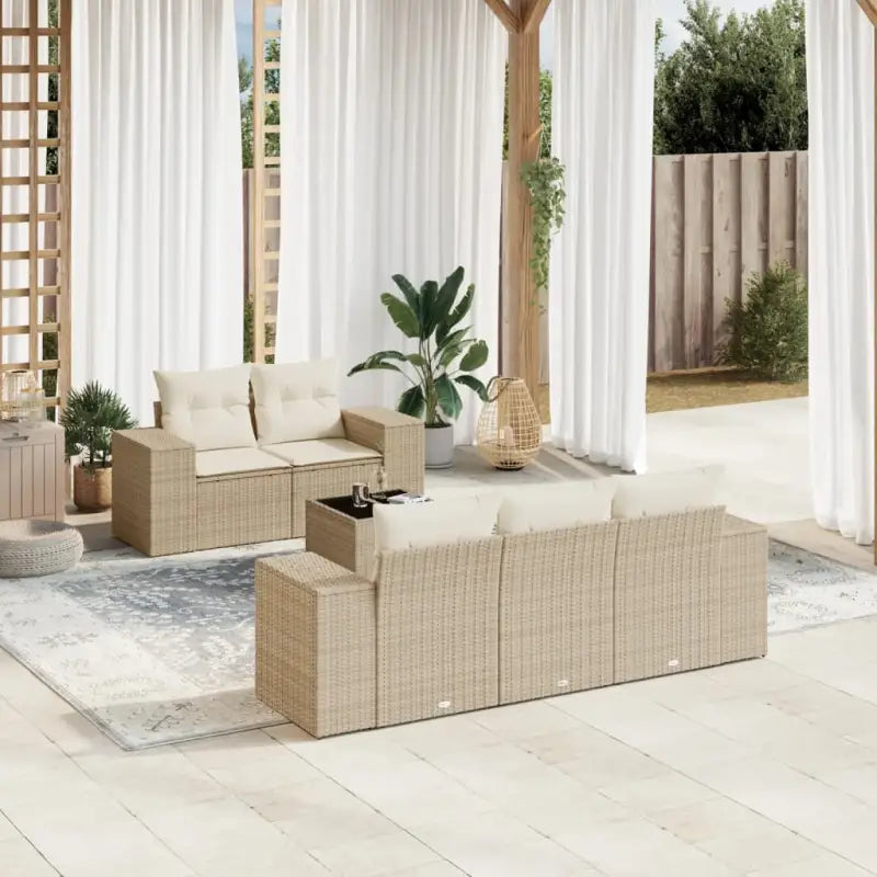 Modulaire tuinbank met beige materiaal en gepoedercoat staal afmetingen voor terras en tuin - beige en crèmekleurig / 1