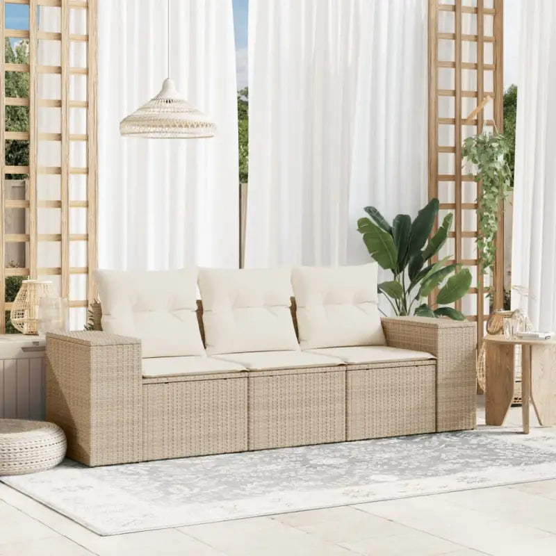 Modulaire tuinbank met poly rattan en comfortabele zitervaring - beige en crèmekleurig / 1 / Zonder tafel - Modulaire