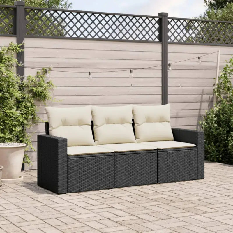 Modulaire tuinbank met waterdichte tas en poly rattan voor buitenplezier - Zwart en crème / 1 / Zonder tafel
