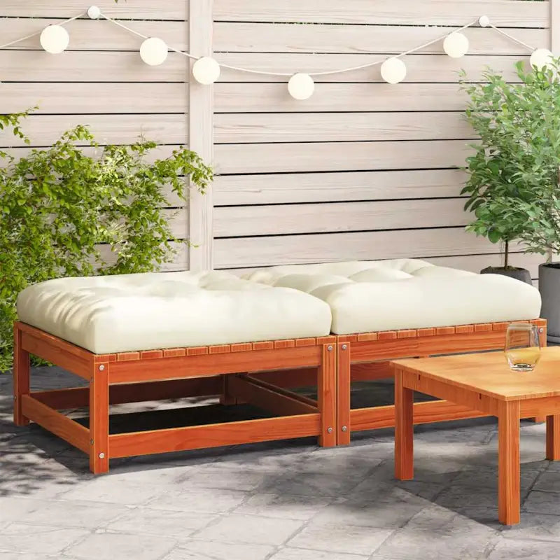 Modulaire tuinbank van massief douglashout met kussens voor je tuin - Wasbruin / 1 / footstool (4 pcs) - Modulaire