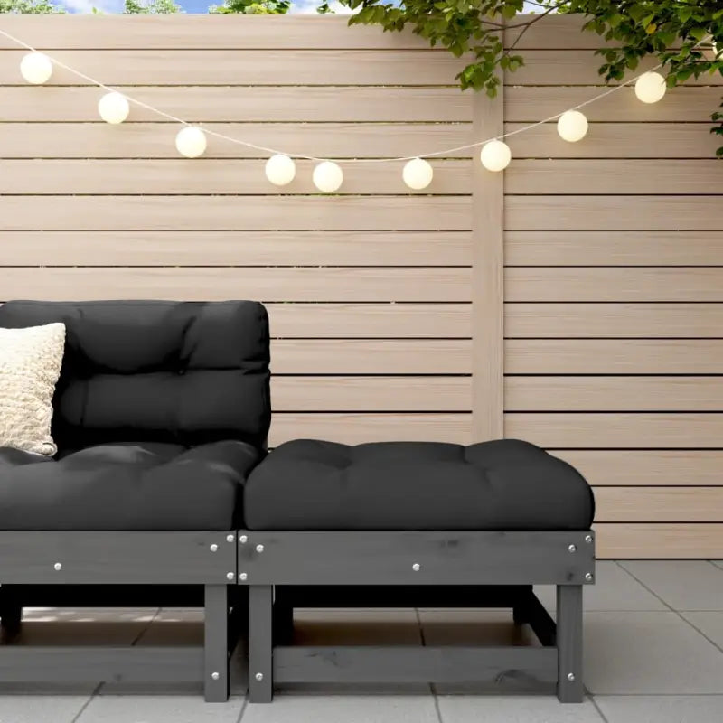 Modulaire tuinbank van massief grenenhout voor gezellig samenzijn - Grijs grenenhout / 1 / Voetensteun - Modulaire