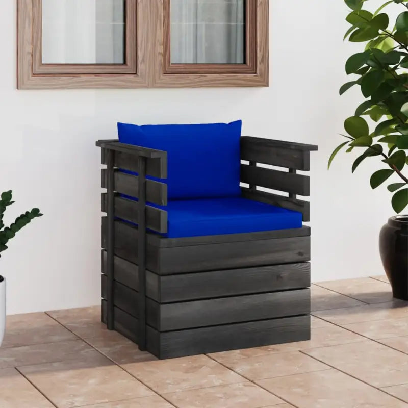 Modulaire tuinbank van massief grenenhout voor ontspanning en gezelligheid - Blauw / 1 / Fauteuil - Modulaire tuinbanken