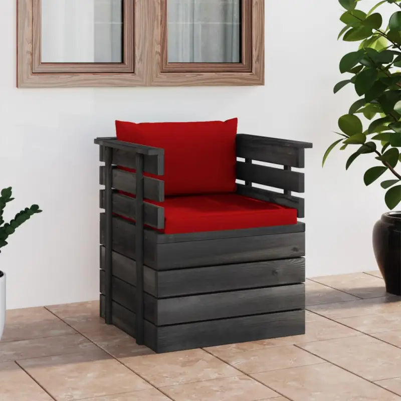 Modulaire tuinbank van massief grenenhout voor ontspanning en gezelligheid - Rood / 1 / Fauteuil - Modulaire tuinbanken