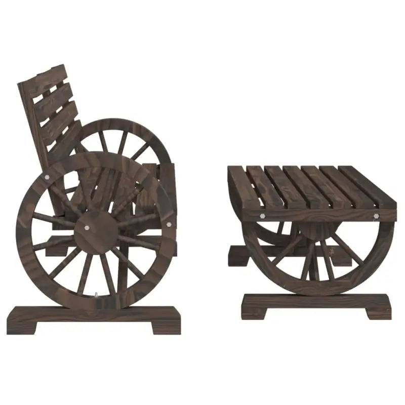 Modulaire tuinbank van massief vurenhout met gebrande uitstraling en afmetingen - Modulaire tuinbanken