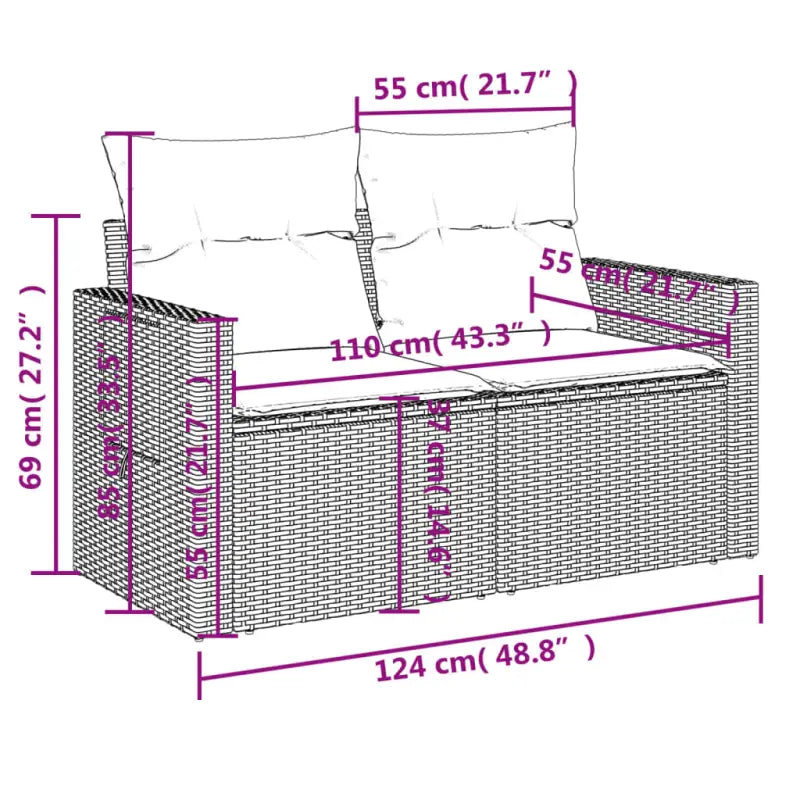 Modulaire tuinbanken in zwart materiaal met gepoedercoat staal en afmetingen - Modulaire tuinbanken