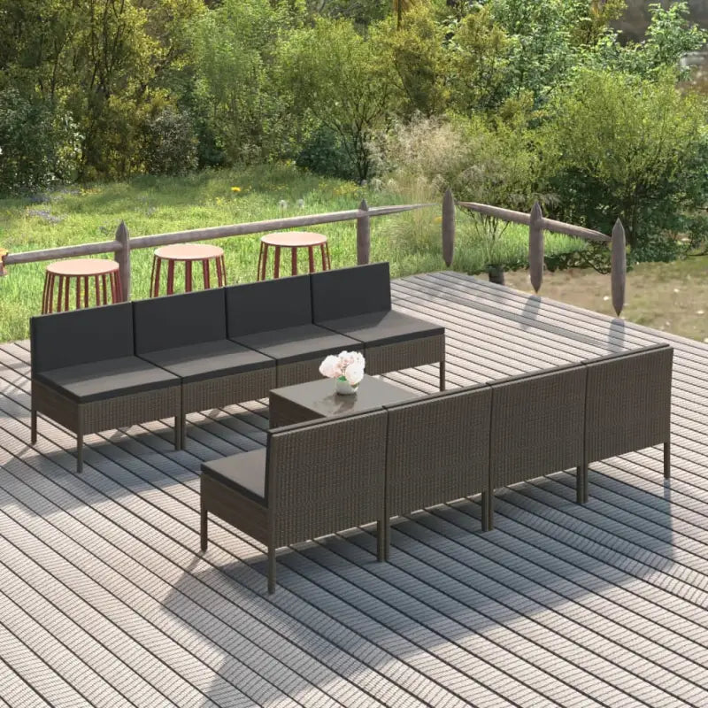 Modulaire tuinset met voetensteun en tafel voor ultiem ontspanning - 8x midden + voetensteun - Tuinsets