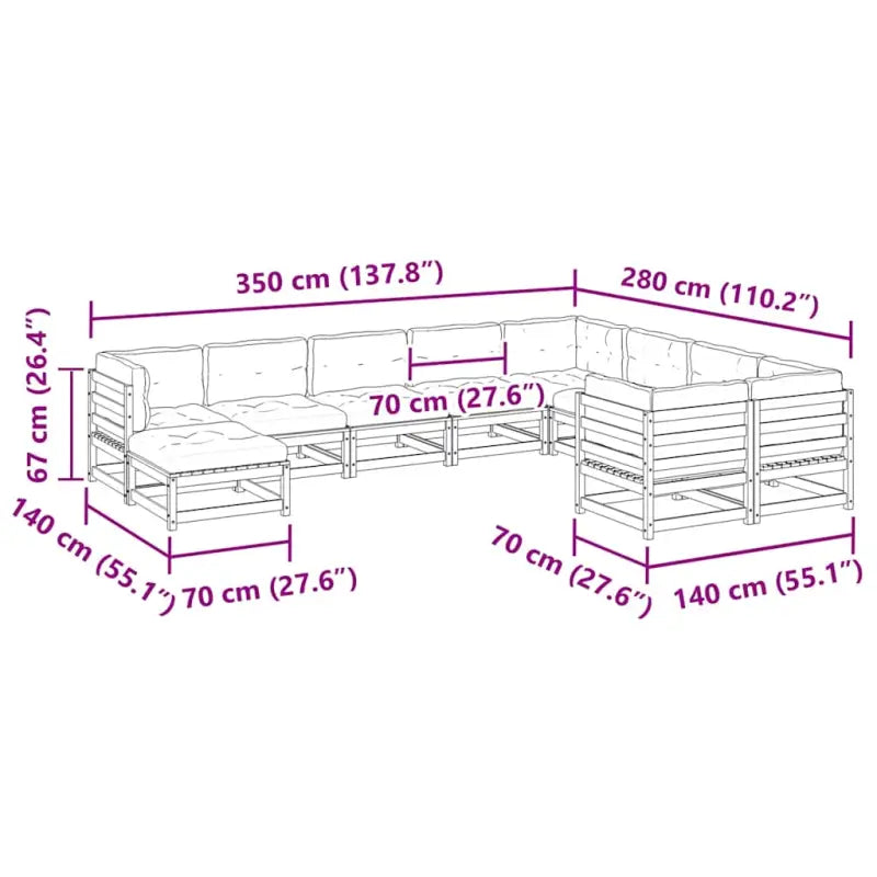 Modulaire tuinset van massief grenenhout voor een comfortabele zitervaring - Tuinsets