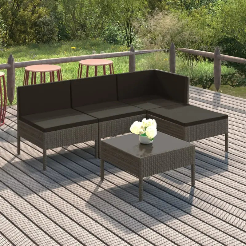Modulaire tuinset voor ontspannen zomerdagen en gezellige bijeenkomsten - hoek + 2x midden + voetensteun + Tafel