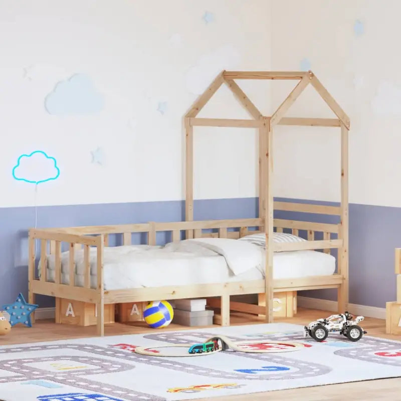 Multifunctioneel bed en bank in massief Grenenhout met open zijdeur - Naturel / 90 x 200 cm - Bedden & bedframes