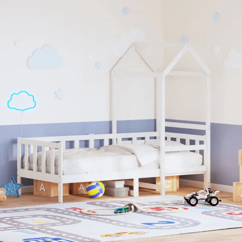 Multifunctioneel bed en bank in massief Grenenhout met open zijdeur - Wit / 90 x 200 cm - Bedden & bedframes