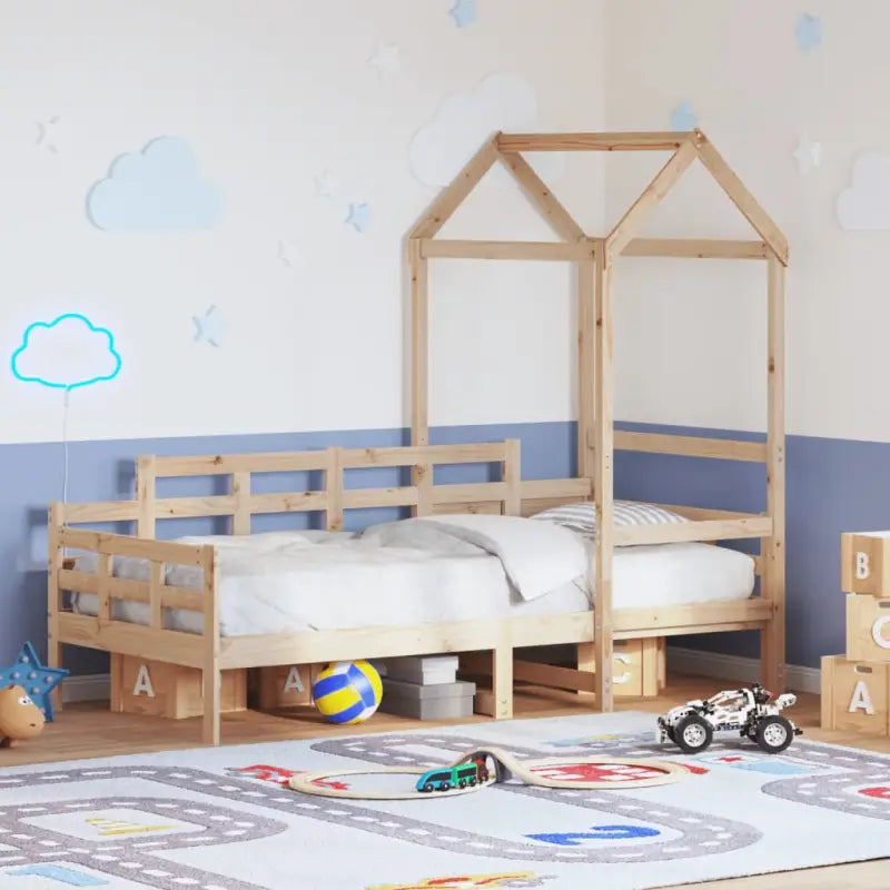 Multifunctioneel bedframe van massief grenenhout met open zijdeur - Naturel / 90 x 190 cm - Bedden & bedframes