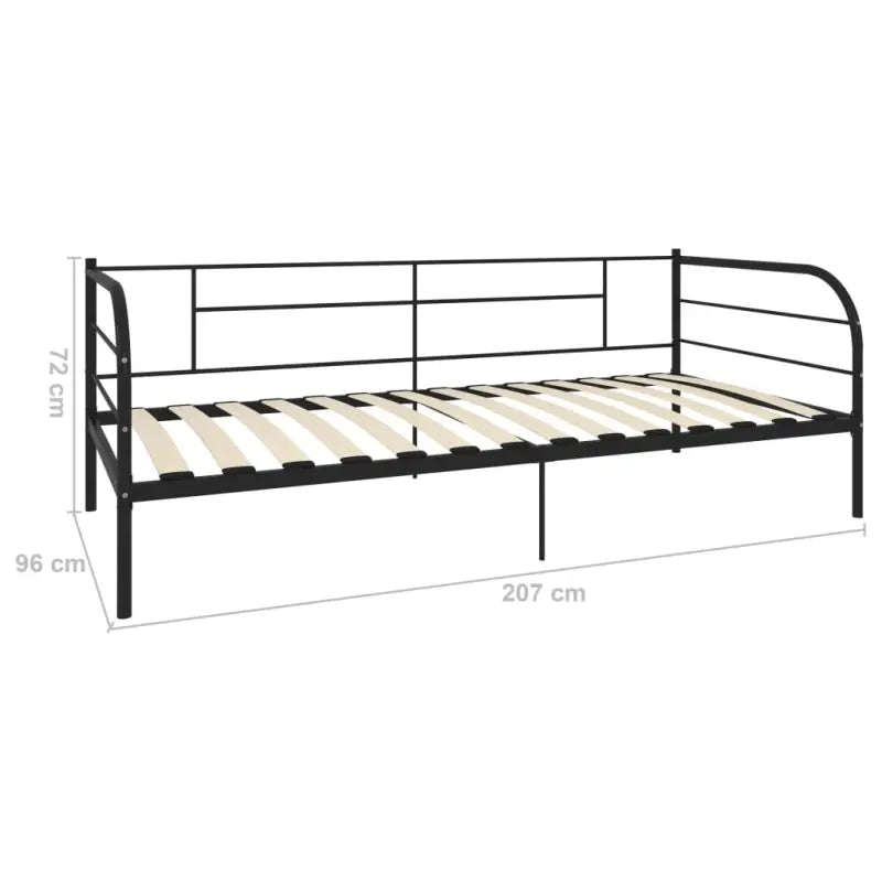 Multifunctionele metalen slaapbank voor dagelijks gebruik en gastenlogies - Zwart / 90 x 200 cm - Bedden & bedframes