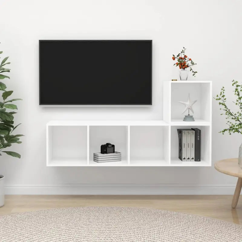 Muurvast Tv-meubel met opbergruimte voor een stijlvolle uitstraling - Wit / 1 - Tv-meubels