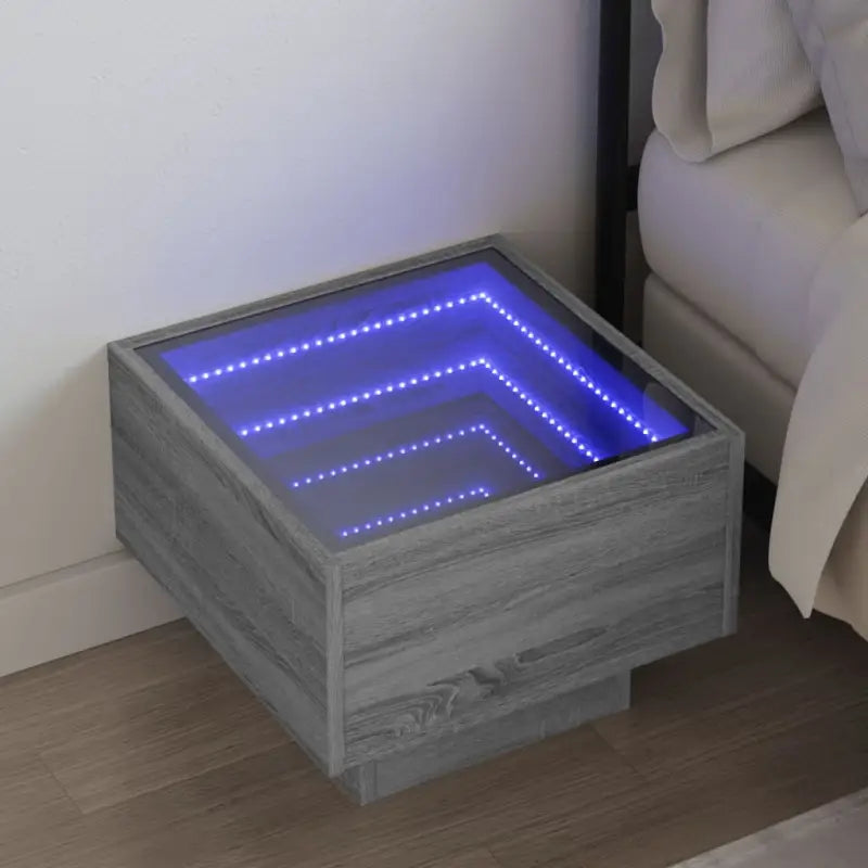 Nachtkastje met infinity LED en bewerkt hout voor een stijlvolle kamer - Grijs sonoma / 1 - Nachtkastjes