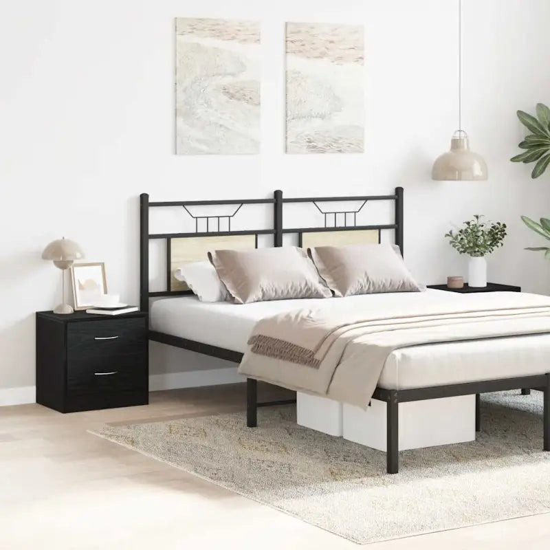 Nachtkastje van bewerkt hout inclusief levering voor een klassieke uitstraling - Zwart eiken / 2 - Nachtkastjes