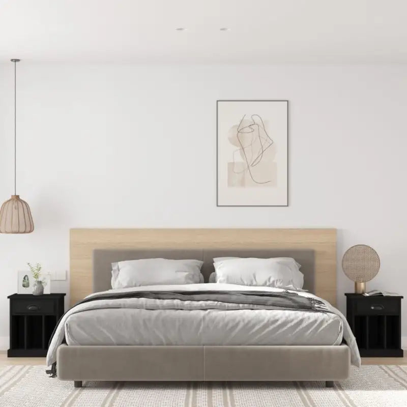 Nachtkastjes in Grijs Sonoma met elegant en duurzaam ontwerp - Zwart / 2 - Nachtkastjes