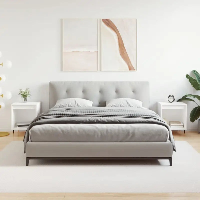 Nachtkastjes met bewerkt hout en metalen poten in een strak design - Wit / 2 - Nachtkastjes