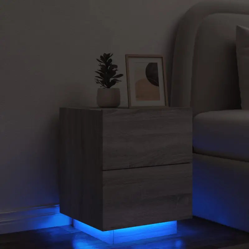 Nachtkastjes met rgb led-verlichting en duurzaam bewerkt hout - Grijs sonoma / 1 - Nachtkastjes