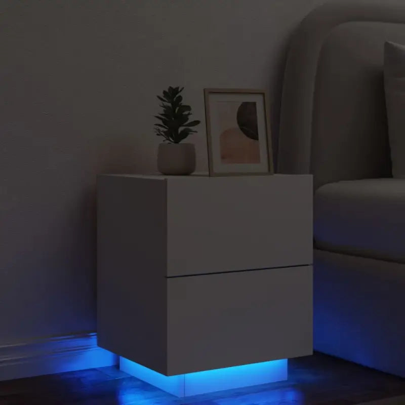 Nachtkastjes met rgb led-verlichting en duurzaam bewerkt hout - Wit / 1 - Nachtkastjes