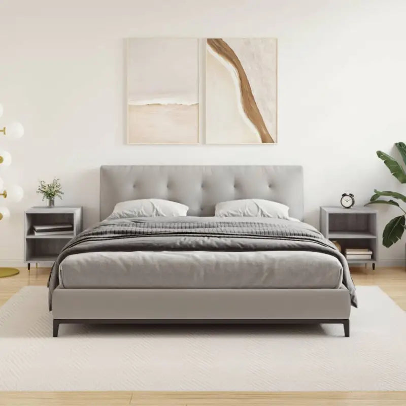 Nachtkastjes van bewerkt hout in hoogglans wit met elegant design - Grijs sonoma / 2 - Nachtkastjes